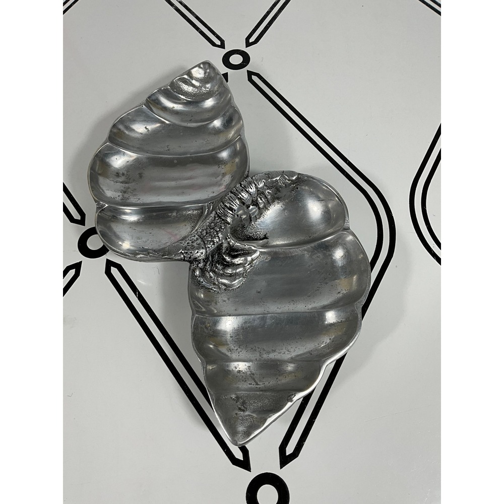 Vintage‎ Aluminum Shrimp Shell Trinket Dish Candy Bowl Coastal Decor